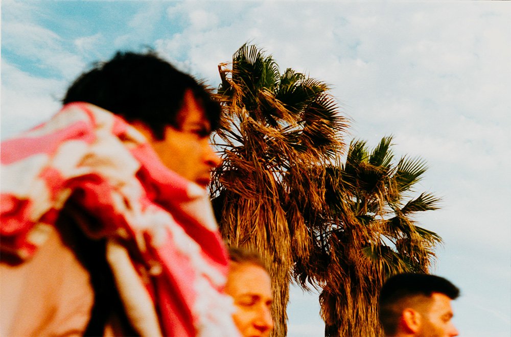 dia, sol, palmera, playa, gente, retrato, paisaje